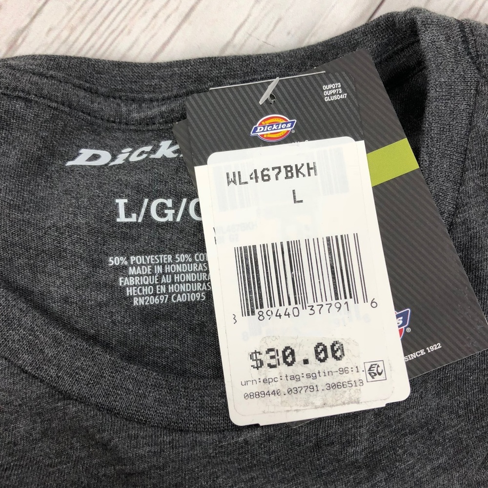 Dickies Slim Fit Gray Long Sleeve Tee T-Shirt ** - Picture 6 of 7